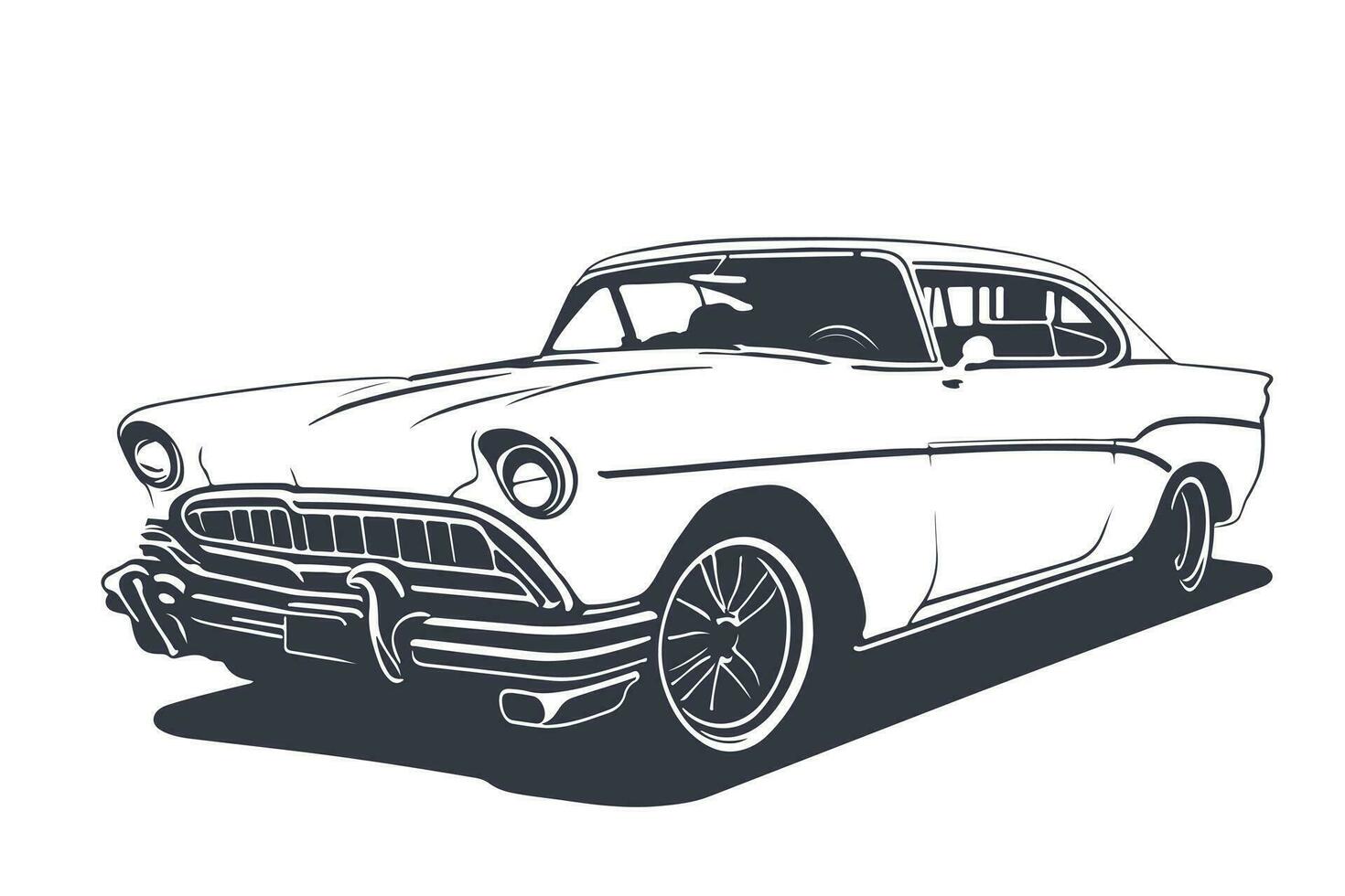 Classic american car style. Vintage vehicle vector illustration. Modern print design of retro machine.
