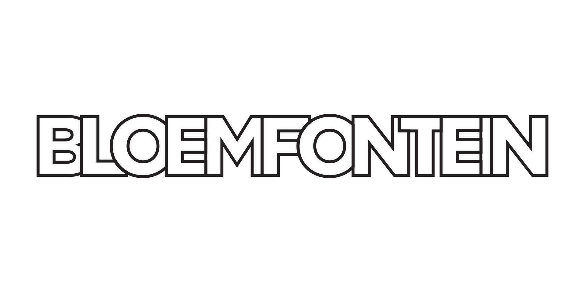 Bloemfontein en el sur África emblema. el diseño caracteristicas un geométrico estilo, vector ilustración con negrita tipografía en un moderno fuente. el gráfico eslogan letras.