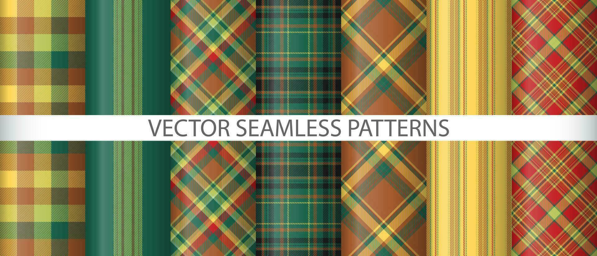 Set pattern plaid check. Background texture seamless. Vector fabric tartan textile.