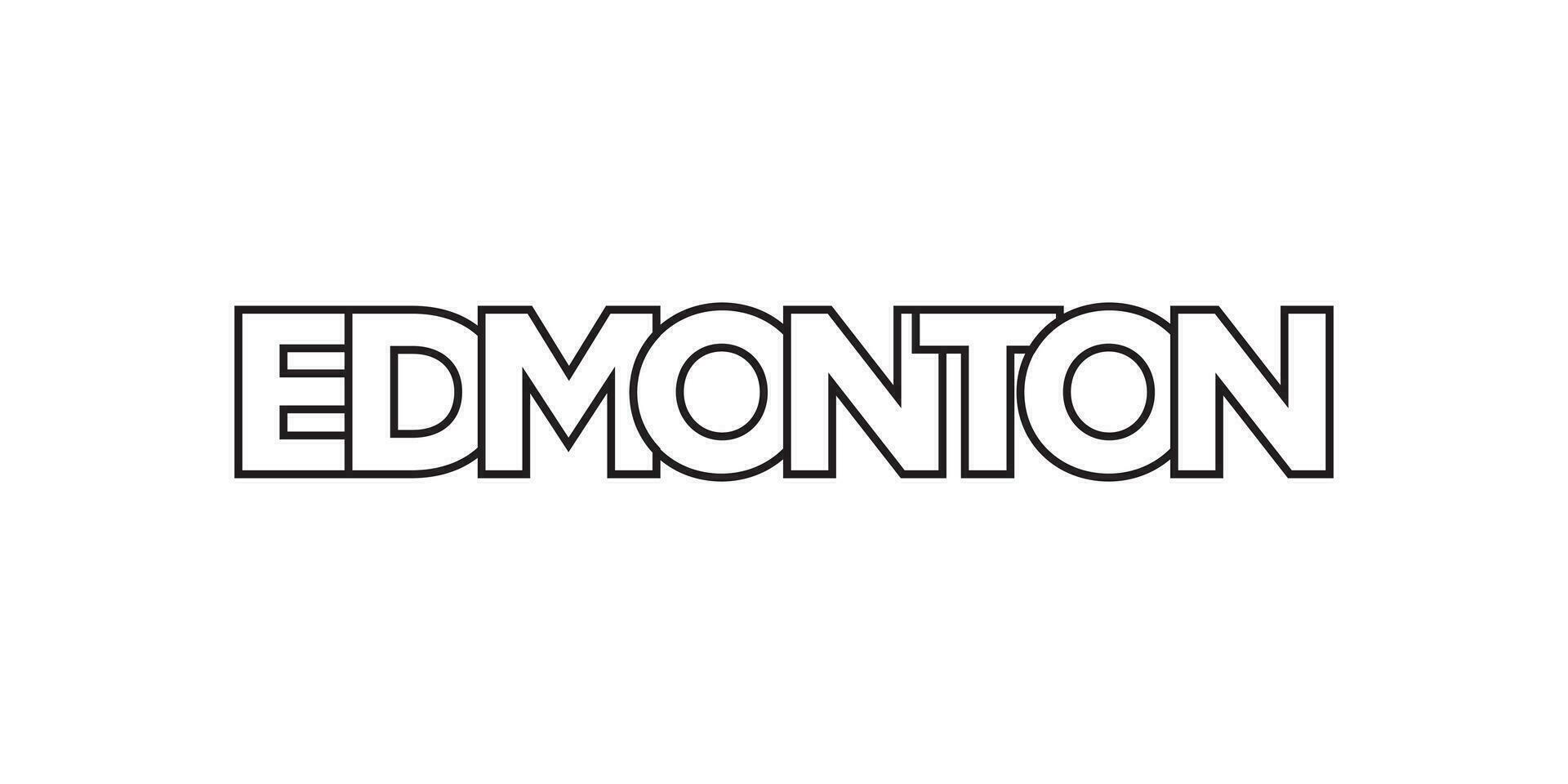 Edmonton in the Canada emblem. The design features a geometric style, vector illustration with bold typography in a modern font. The graphic slogan lettering.