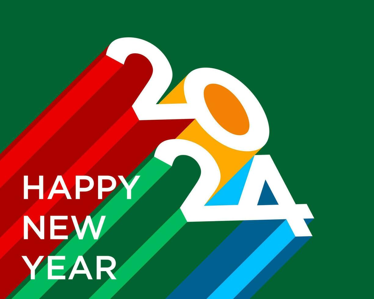 2024 vector colorful Happy New Year poster. Abstract design typography logo. For celebration and season decoration, banner, card template.