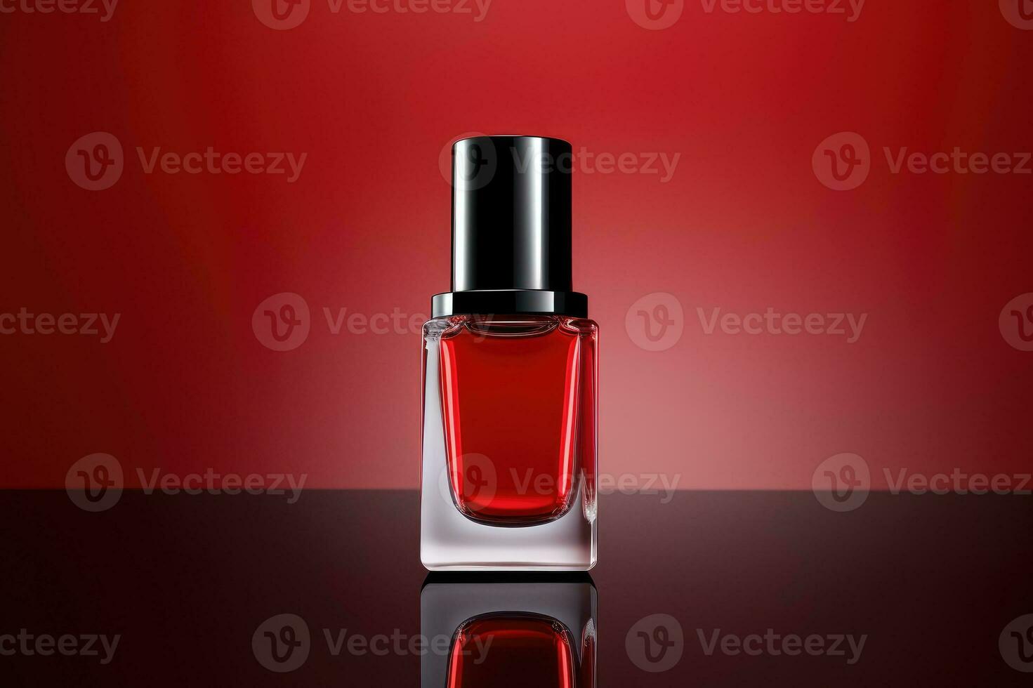 Red nail polish bottle. photo