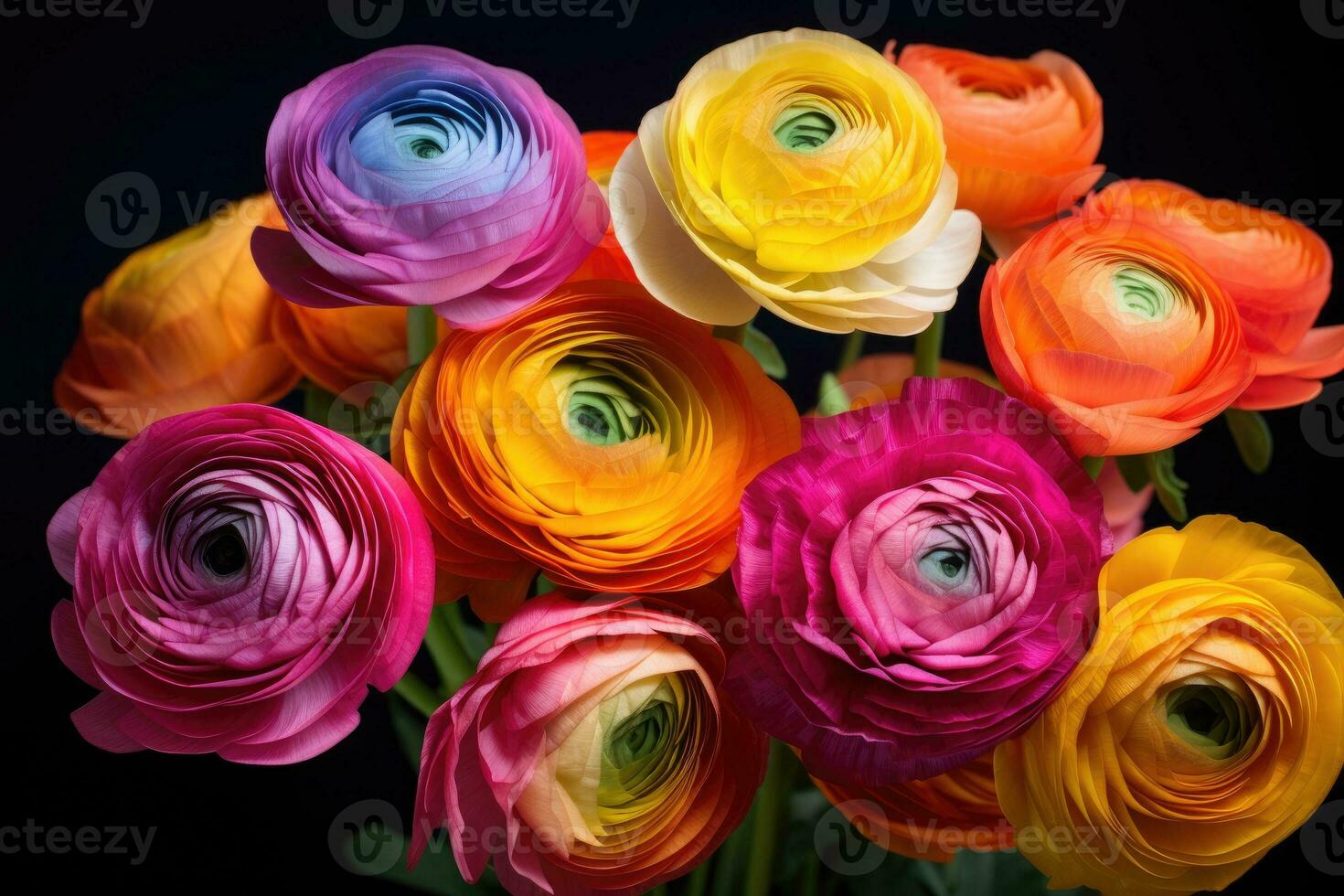 Colorful ranunculus in a bouquet. Persian buttercups bouquet of spring flowers. photo