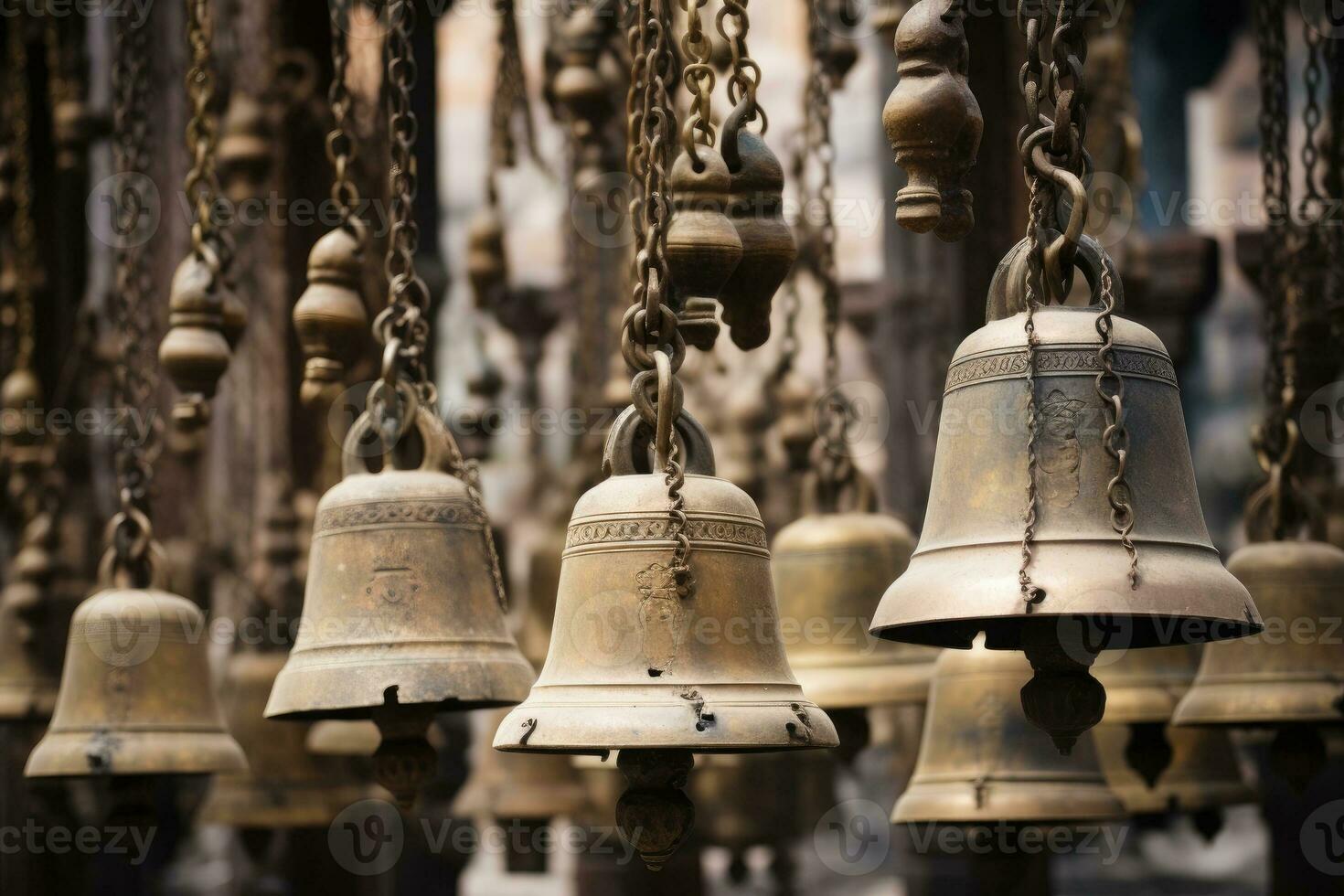 Old retro copper bells photo