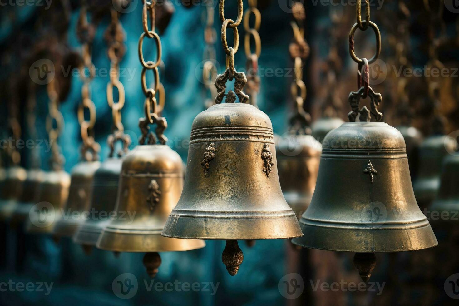 Old retro copper bells photo