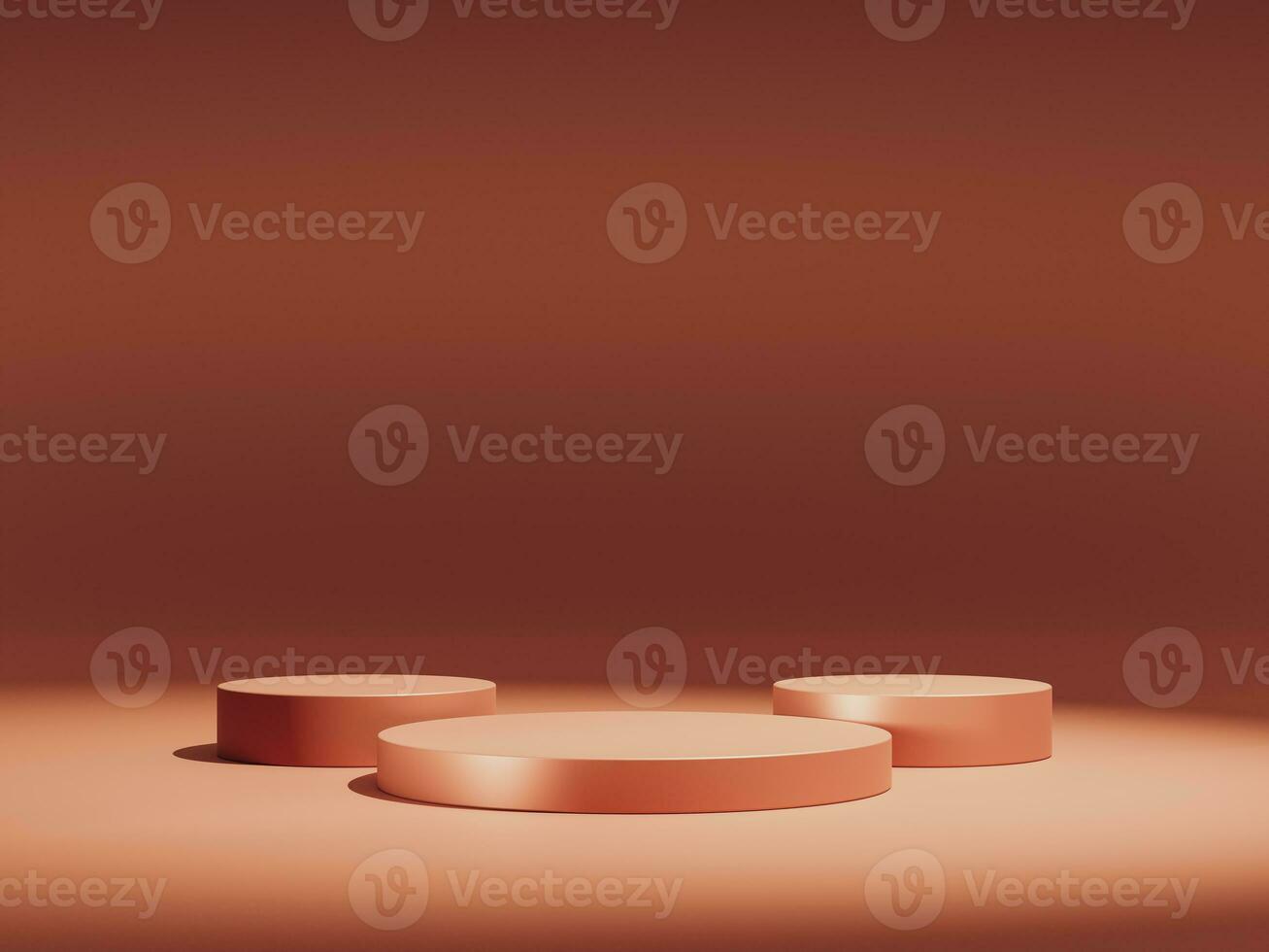 3D display podium brown background. Luxury podium display. Minimal brown pedestal for beauty, cosmetic product presentation. Elegant copy space, dark, brown template, studio 3d render photo