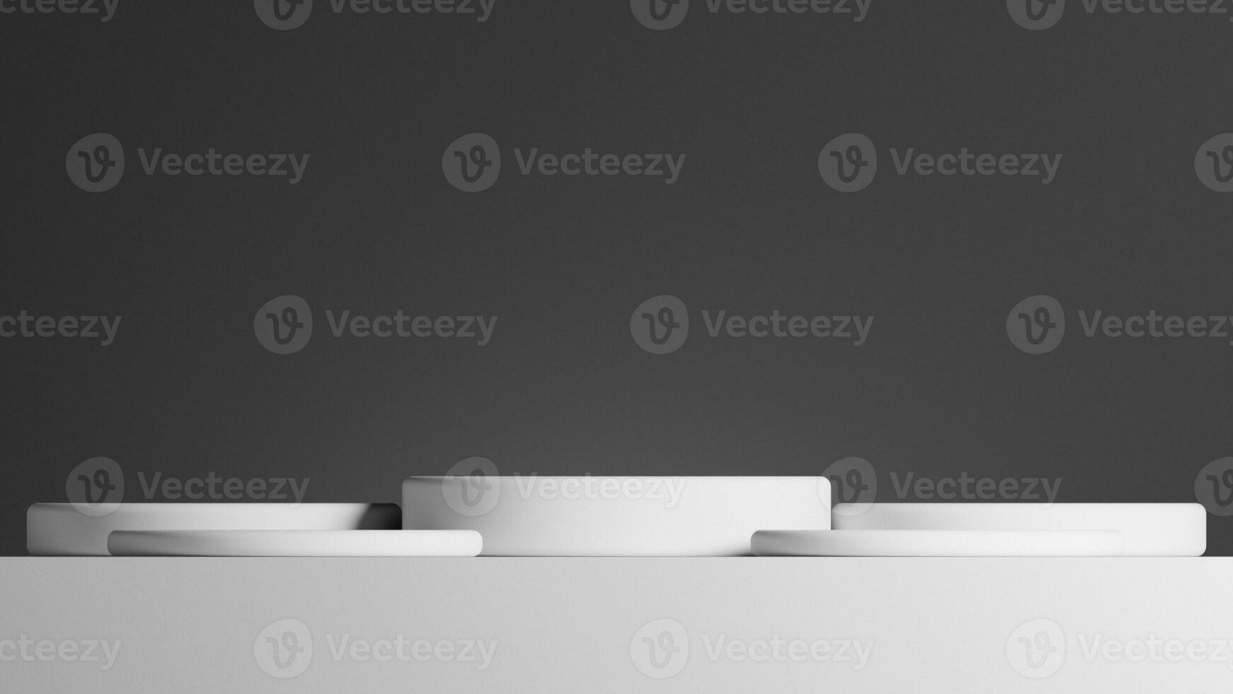 Abstract minimal scene with geometric. podium on gradient black grey background. product presentation, mock up, product show, podium, stage pedestal or platform photo