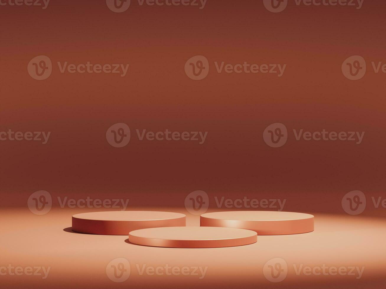 3D display podium brown background. Luxury podium display. Minimal brown pedestal for beauty, cosmetic product presentation. Elegant copy space, dark, brown template, studio 3d render photo