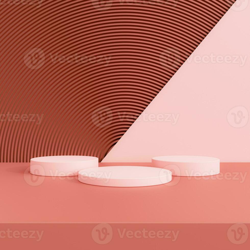 3d display product minimal scene with geometric podium platform. cylinder background 3d rendering with podium. stand for cosmetic products. Stage showcase on pedestal 3d studio photo