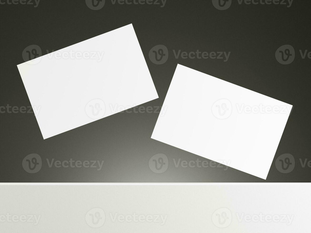 Floating business card mockup with gradient grey background photo