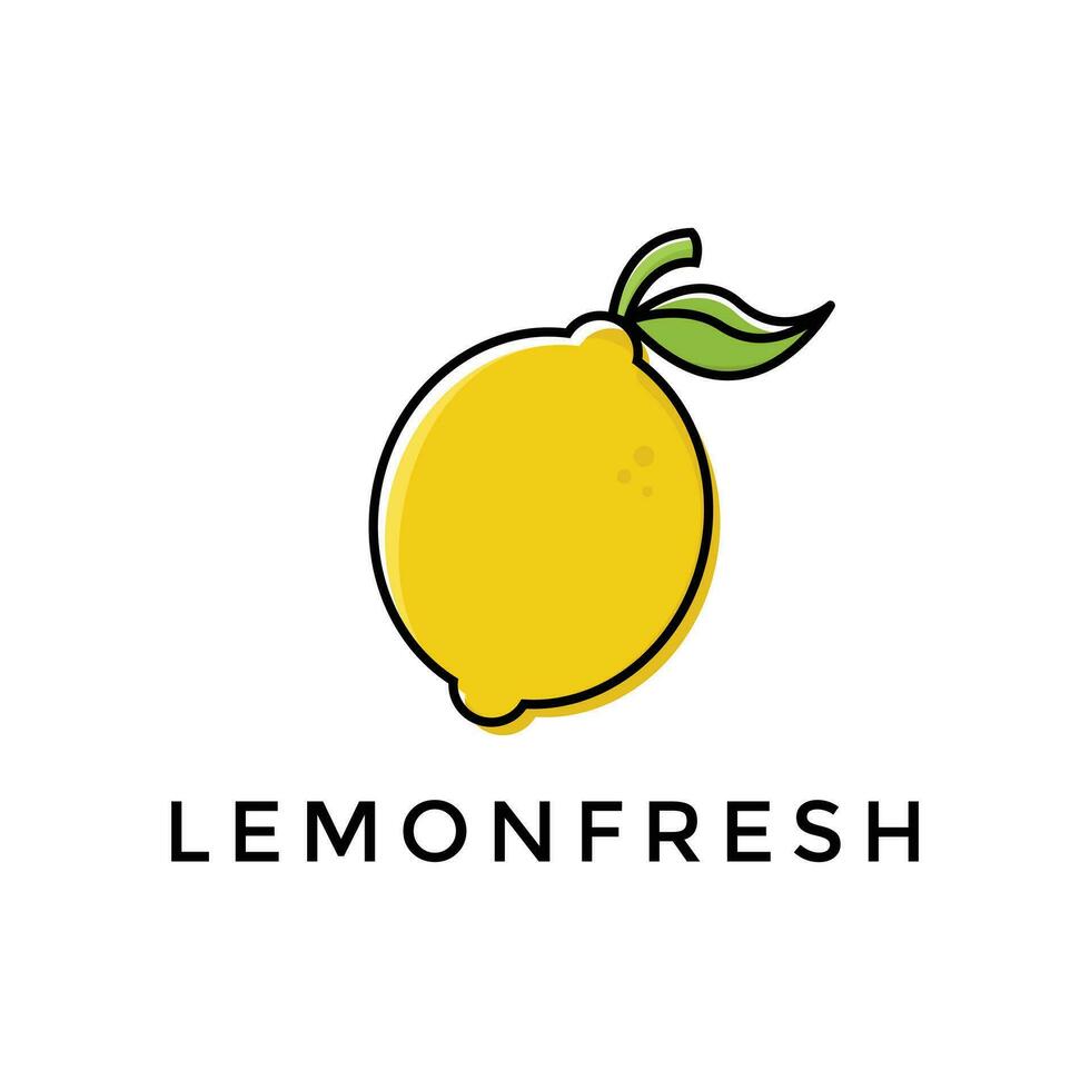 fruta limón fresco líneas arte colorido logotipo diseño vector símbolo icono ilustración