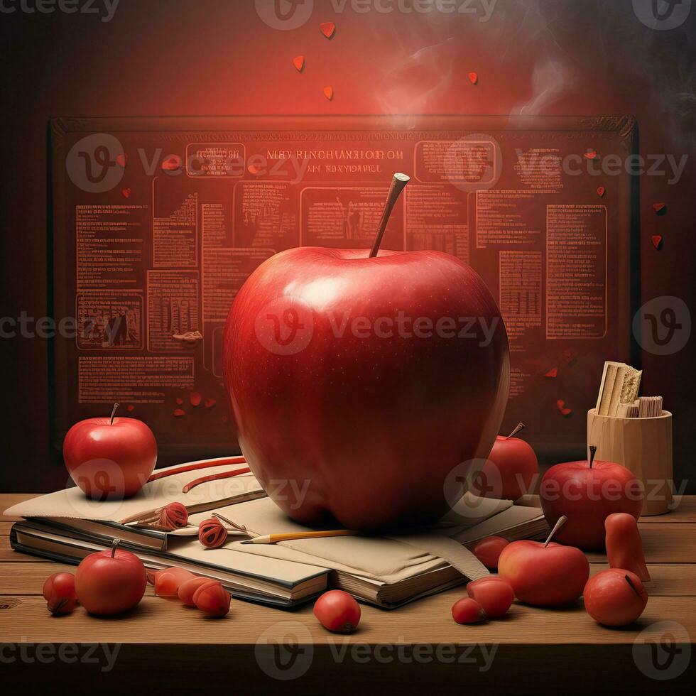 Happy Teachers Day with apple high quality ai generated image photo