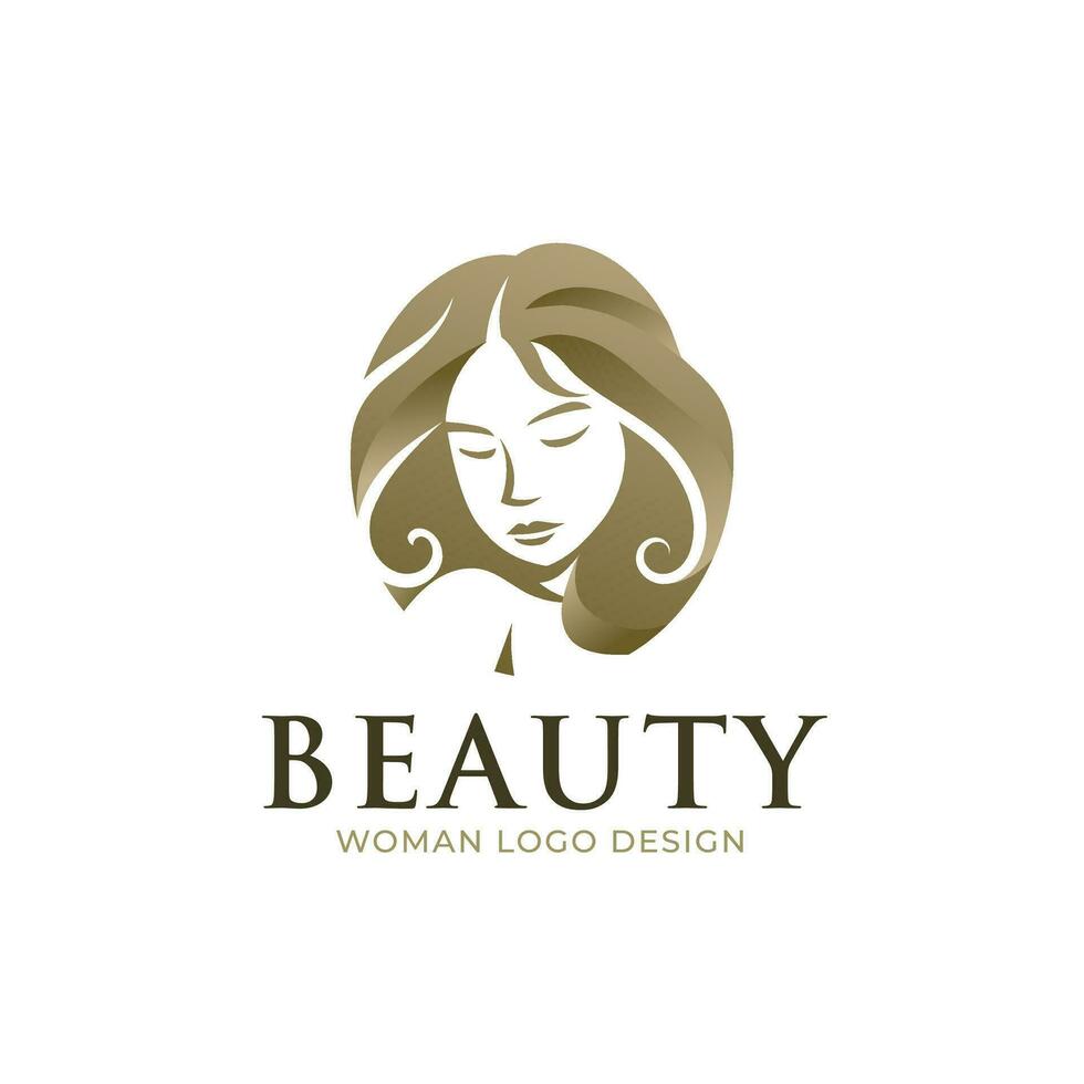 Woman Beauty Modern Gold Elegant Logo vector