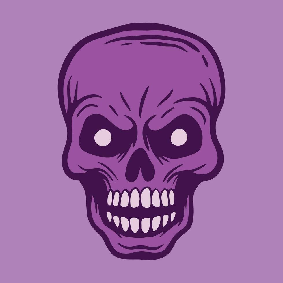púrpura cráneo mano dibujado ilustraciones para pegatinas, logo, tatuaje etc vector
