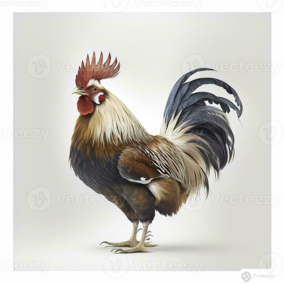 Rooster isolated on white background, created with generative AI photo