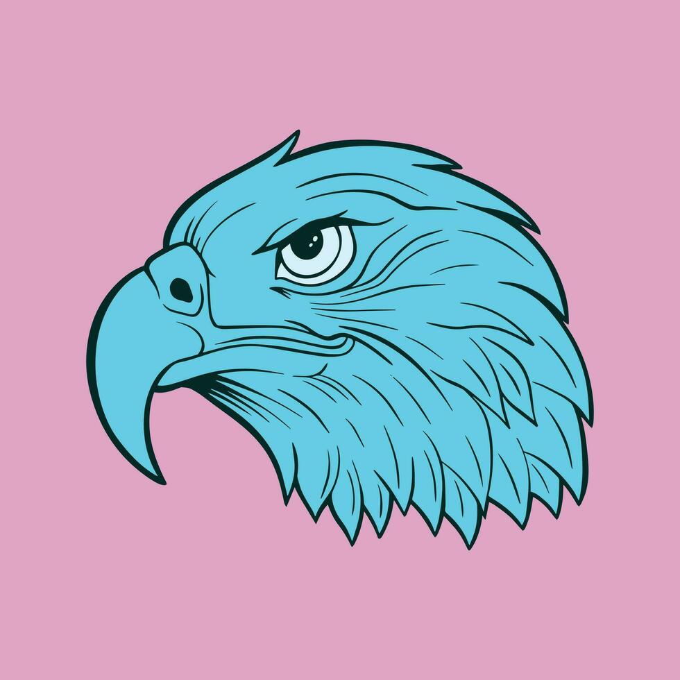 colorful eagle head hand drawn illustrations for stickers, logo, tattoo etc vector