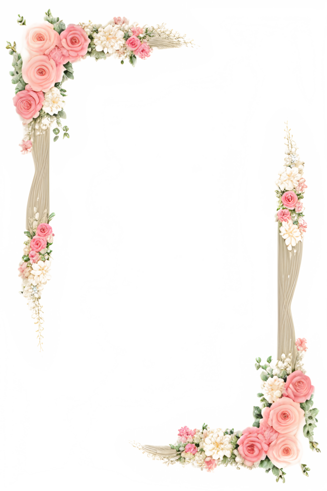 Floral Border Transparent Background PNG Image Ai Generative