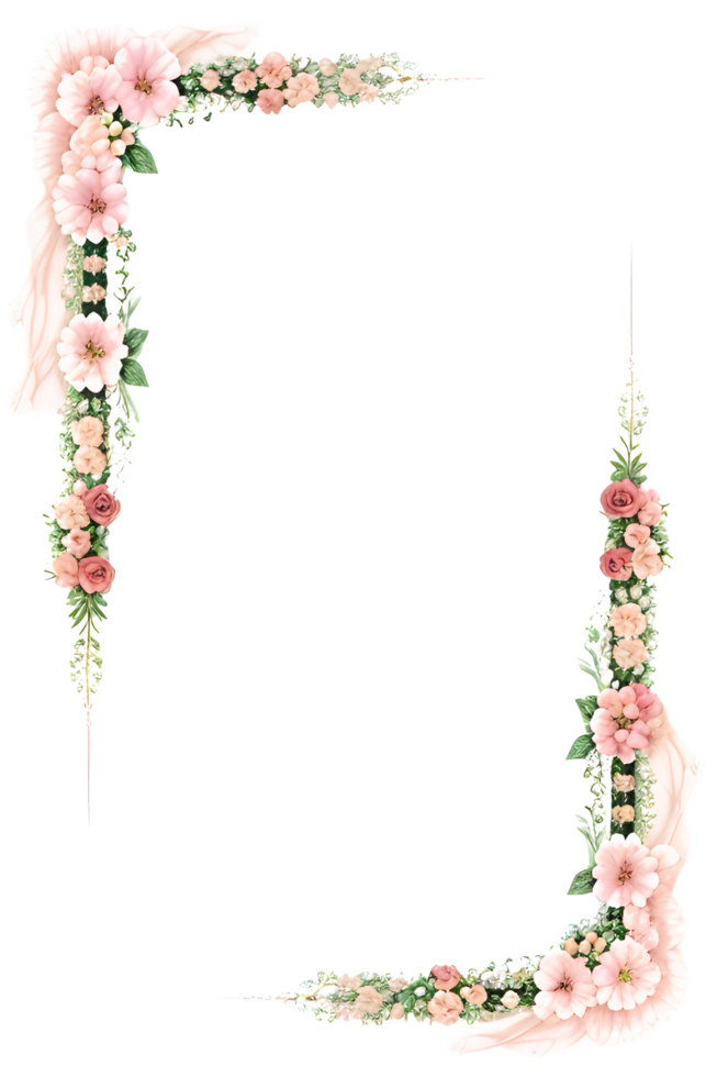 Floral Border Transparent Background PNG Image Ai Generative