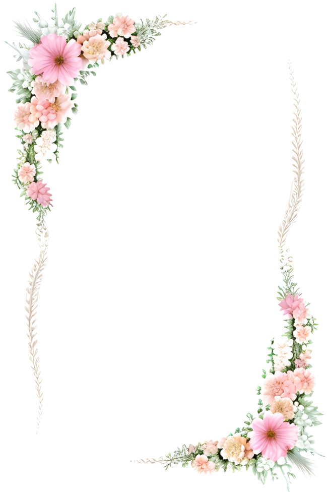 floral fronteira transparente fundo png imagem ai generativo