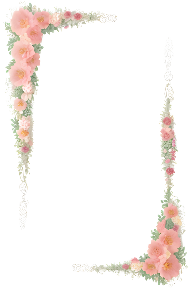 Floral Border Transparent Background PNG Image Ai Generative
