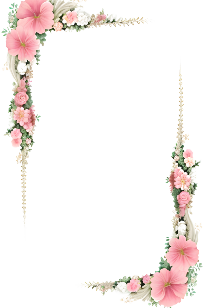 Floral Border Transparent Background PNG Image Ai Generative