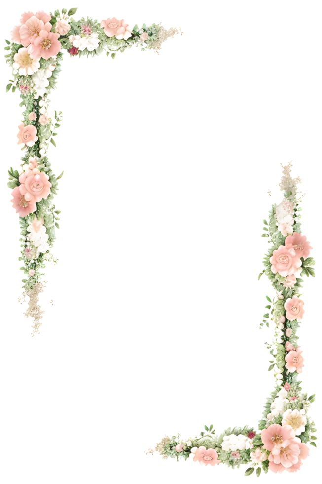 Floral Border Transparent Background PNG Image Ai Generative
