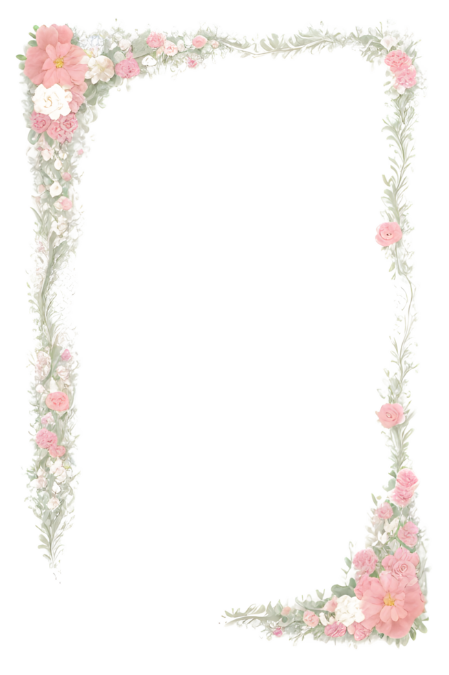 Floral Border Transparent Background PNG Image Ai Generative