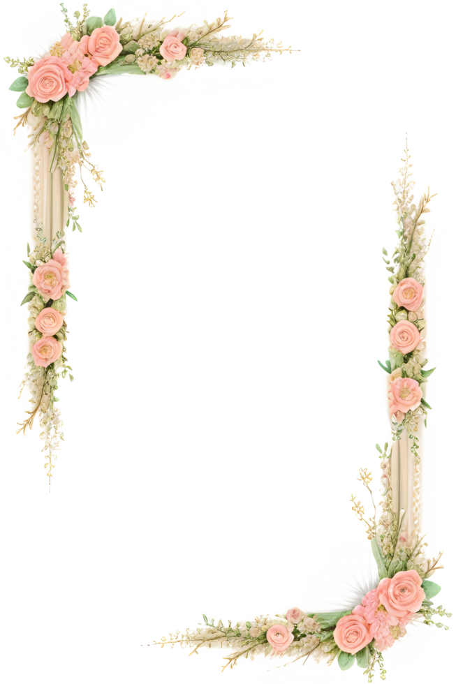 Floral Border Transparent Background PNG Image Ai Generative