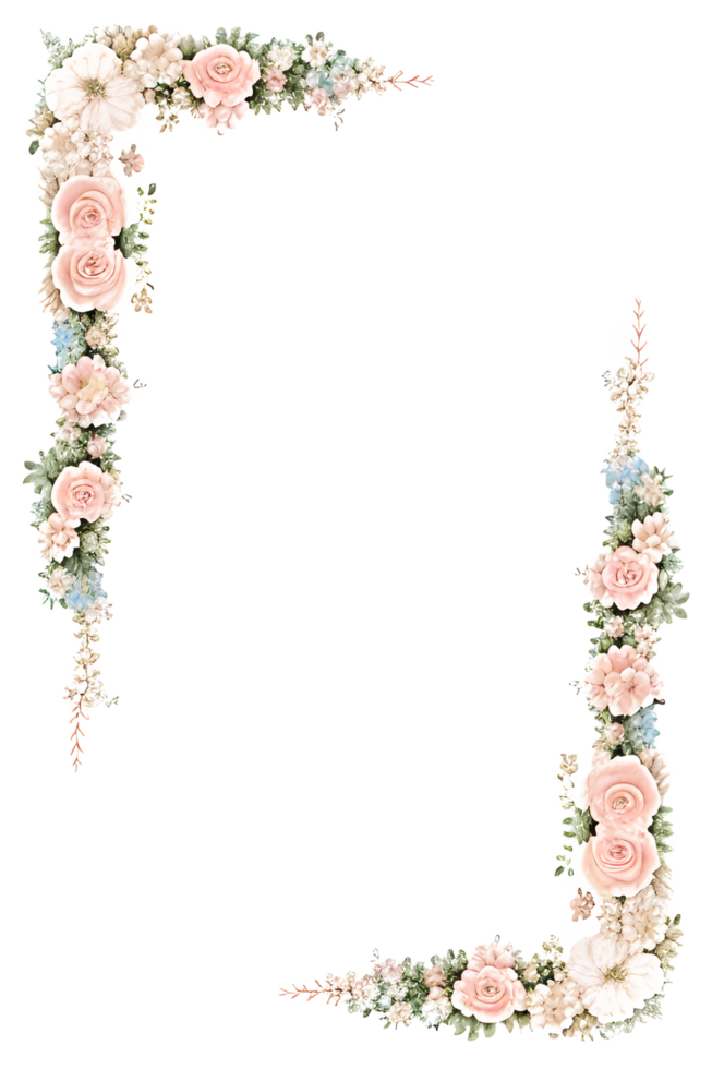 floral frontière transparent Contexte png image ai génératif