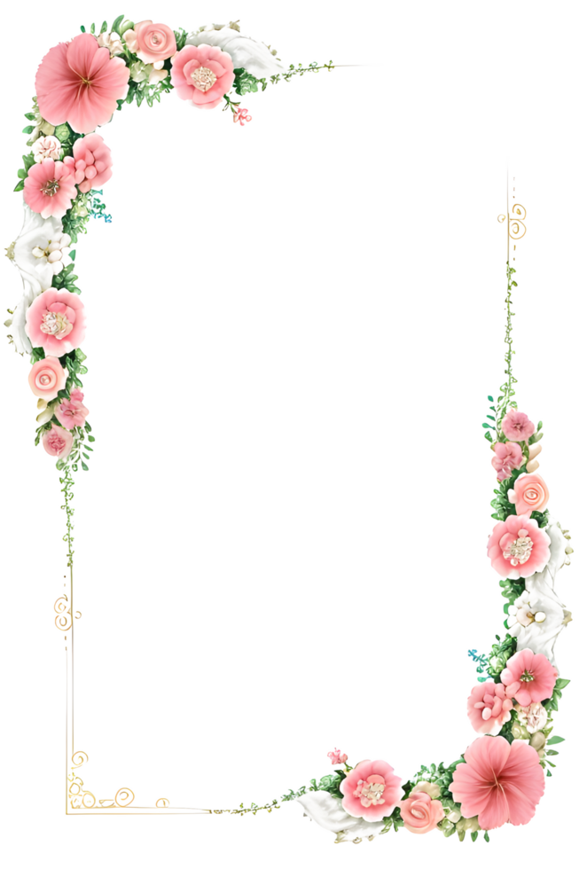 Floral Border Transparent Background PNG Image Ai Generative