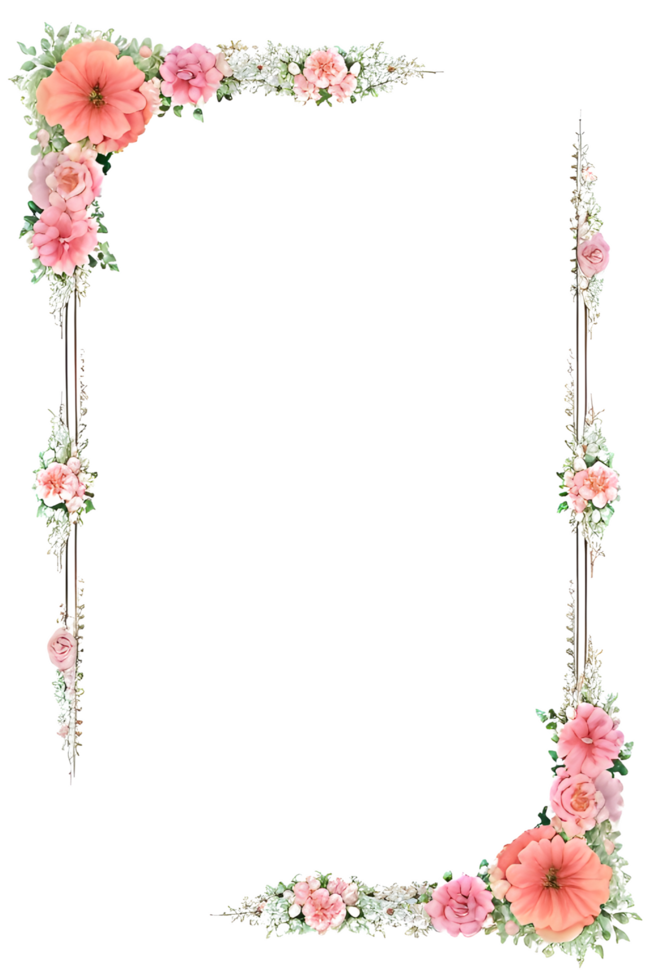 Floral Border Transparent Background PNG Image Ai Generative