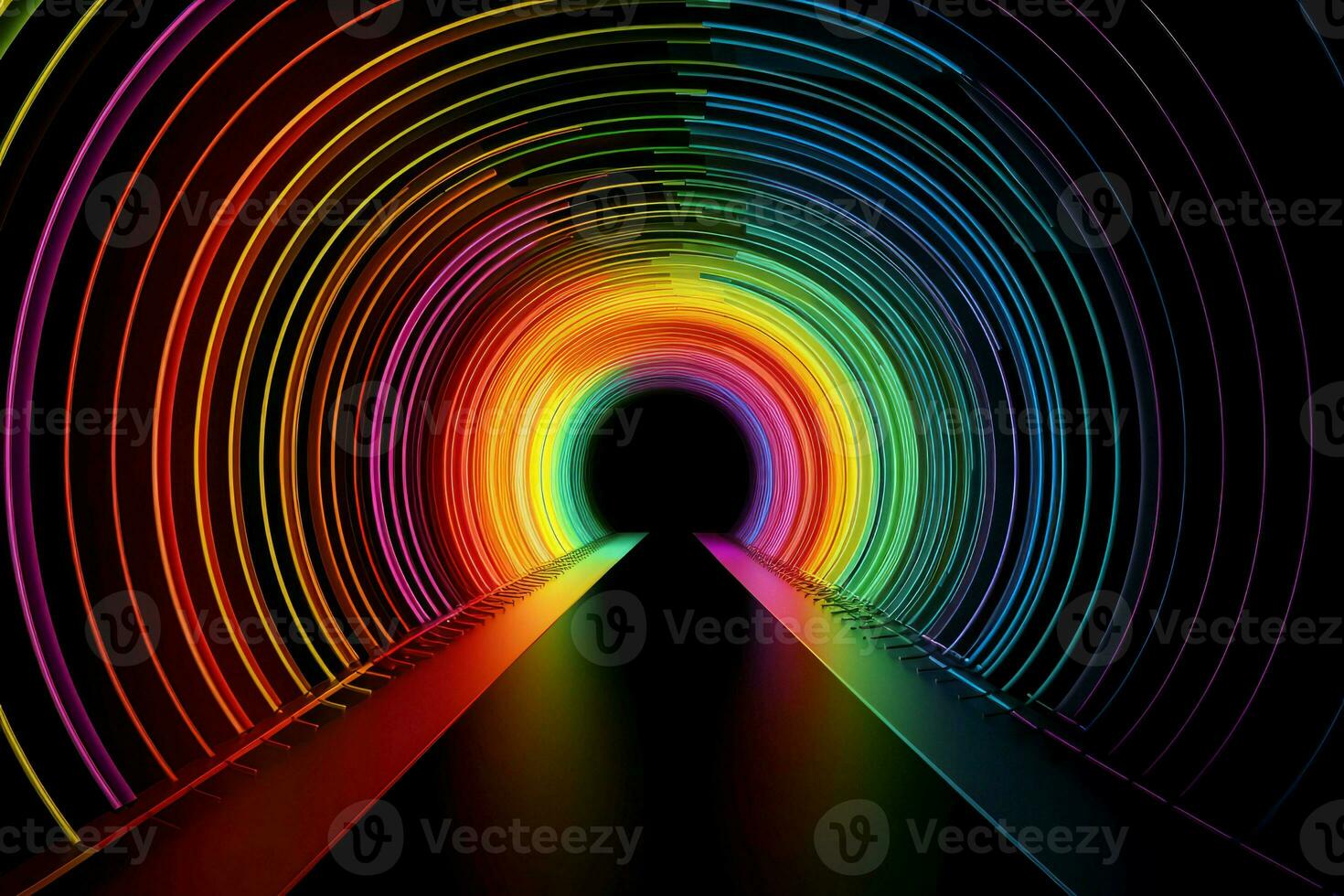 Rainbow tunnel. Generate Ai photo