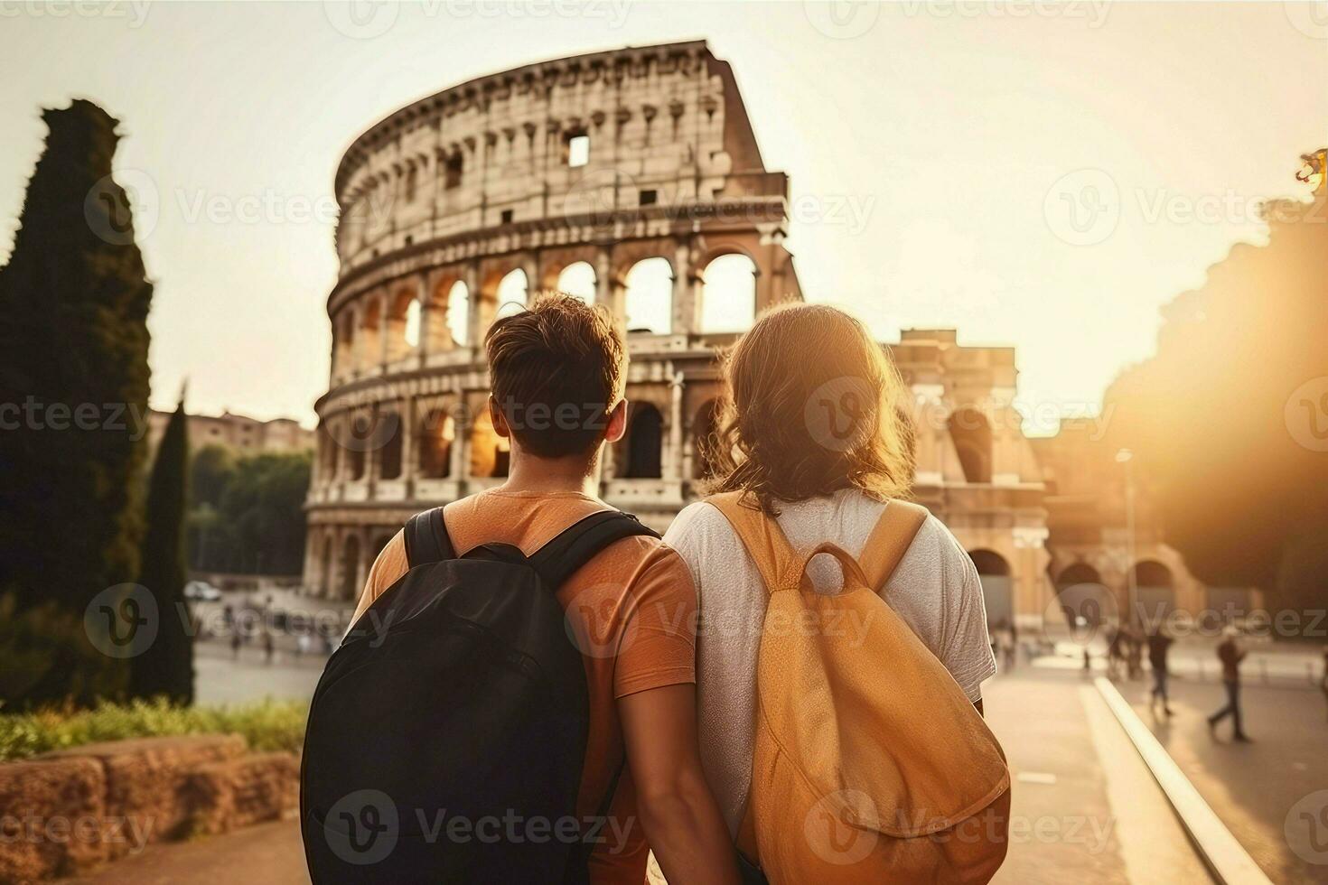 Rome colosseum couple. Generate Ai photo