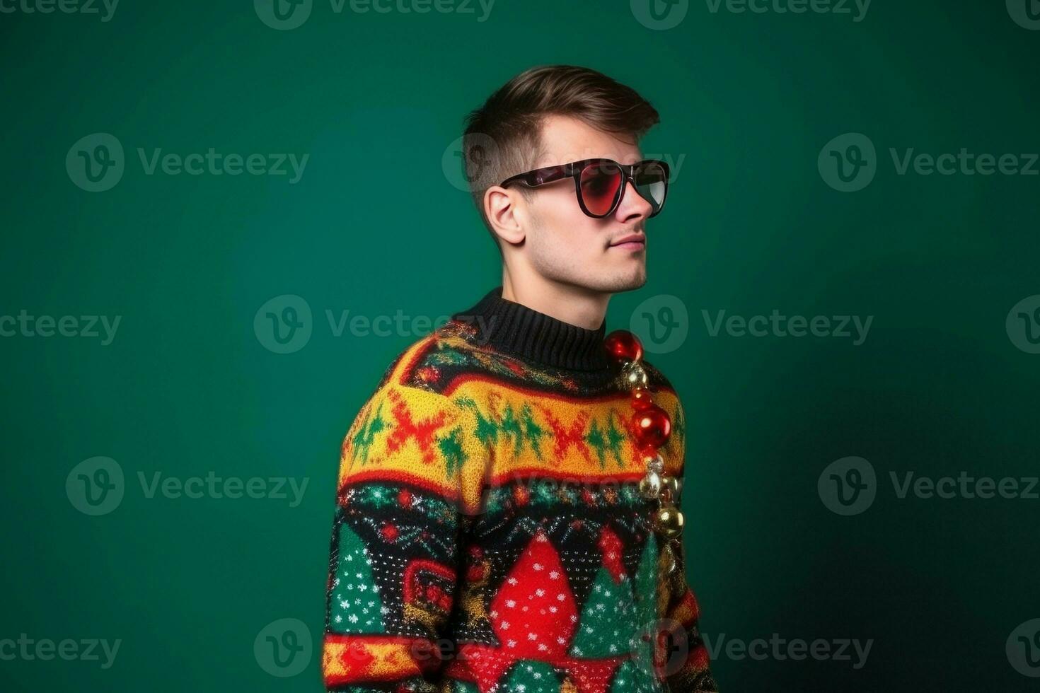 Man christmas sweater. Generate Ai photo