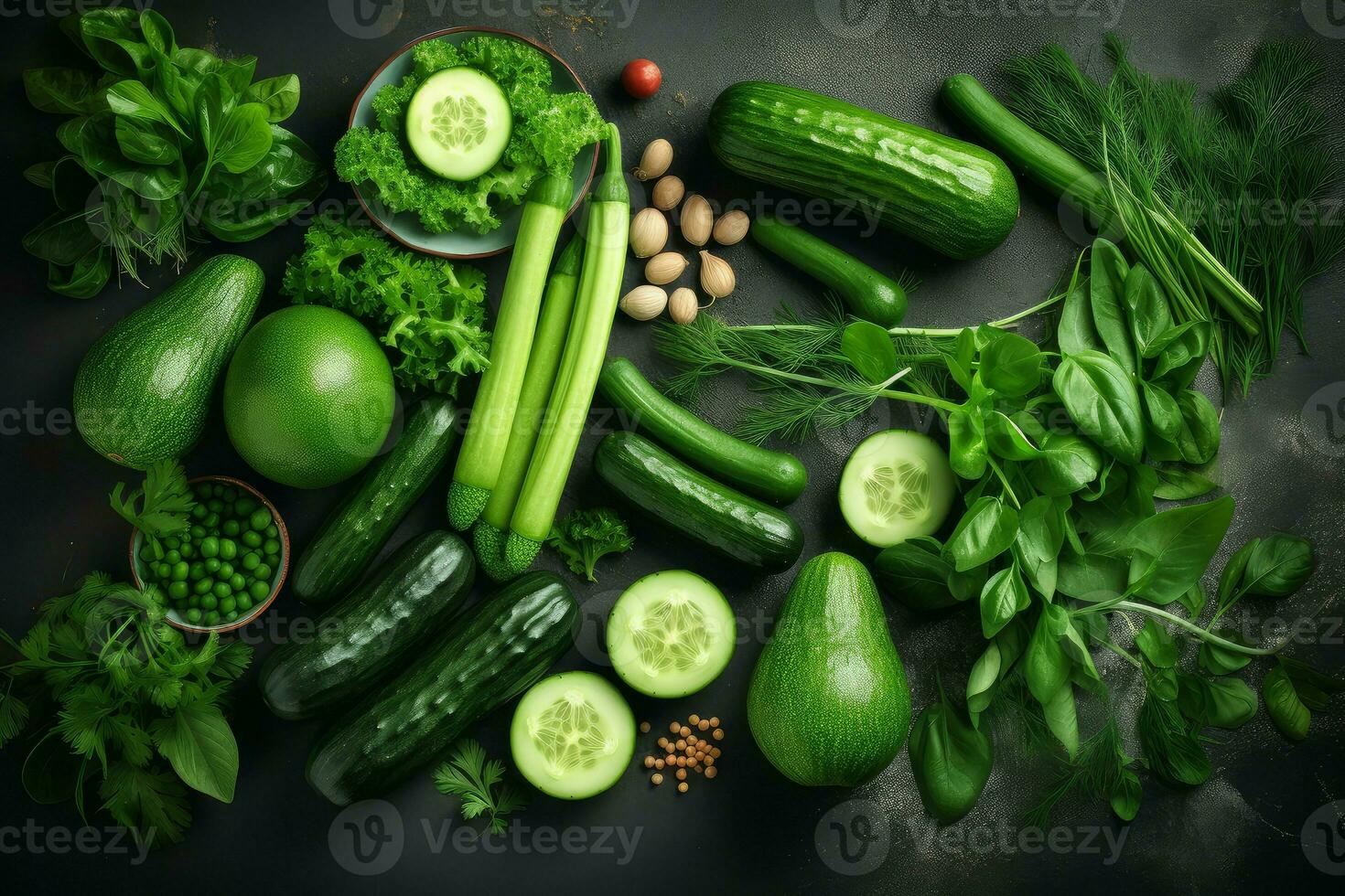 Healthy green food vegetables. Generate Ai photo