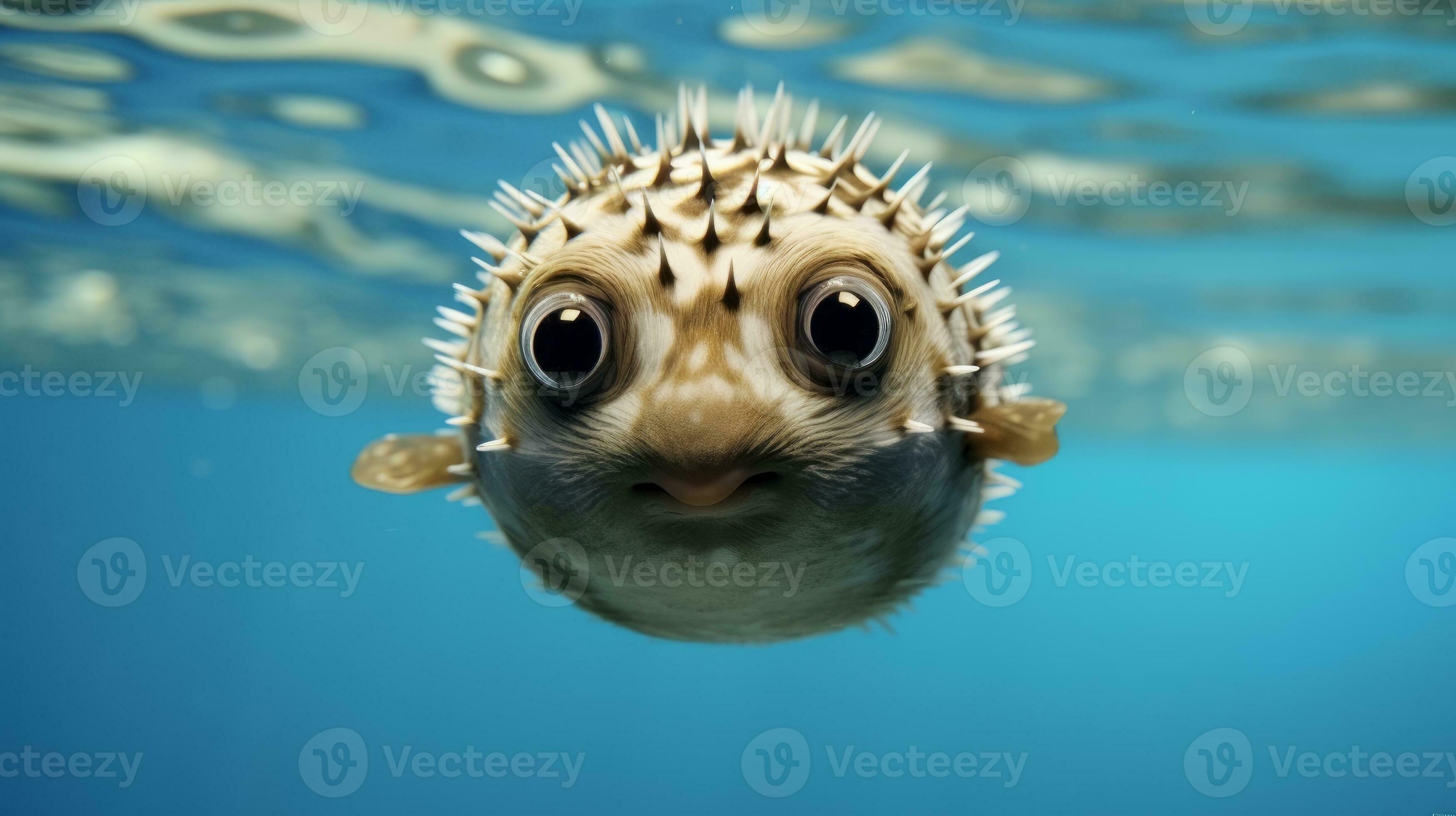 Close-up view of a puffer fish swimming in its natural habitat 28139483  Stock Photo at Vecteezy