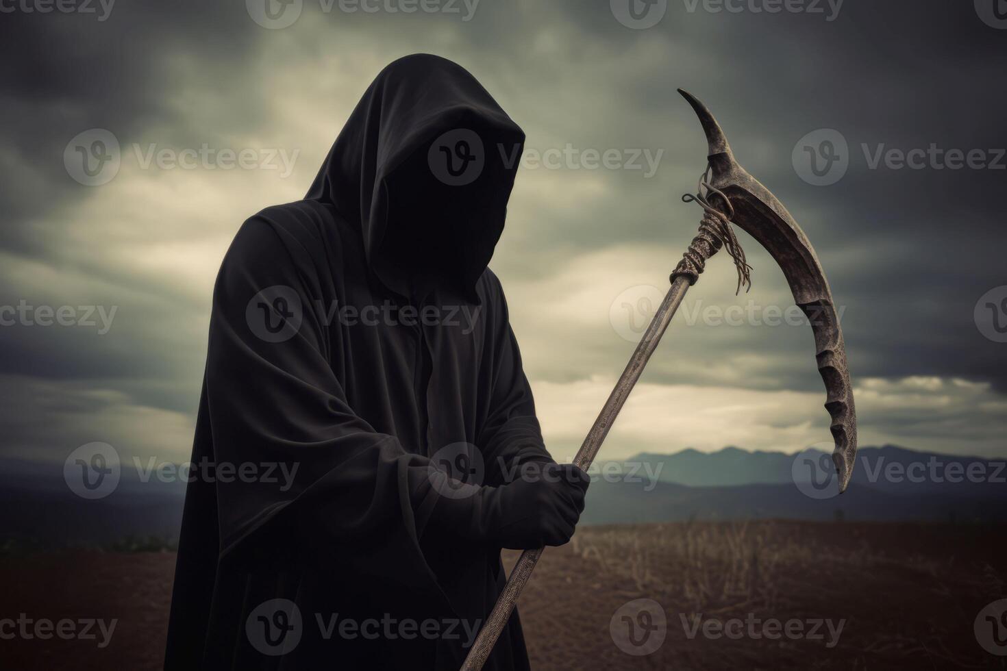 Grim death cloak fear. Generate Ai photo