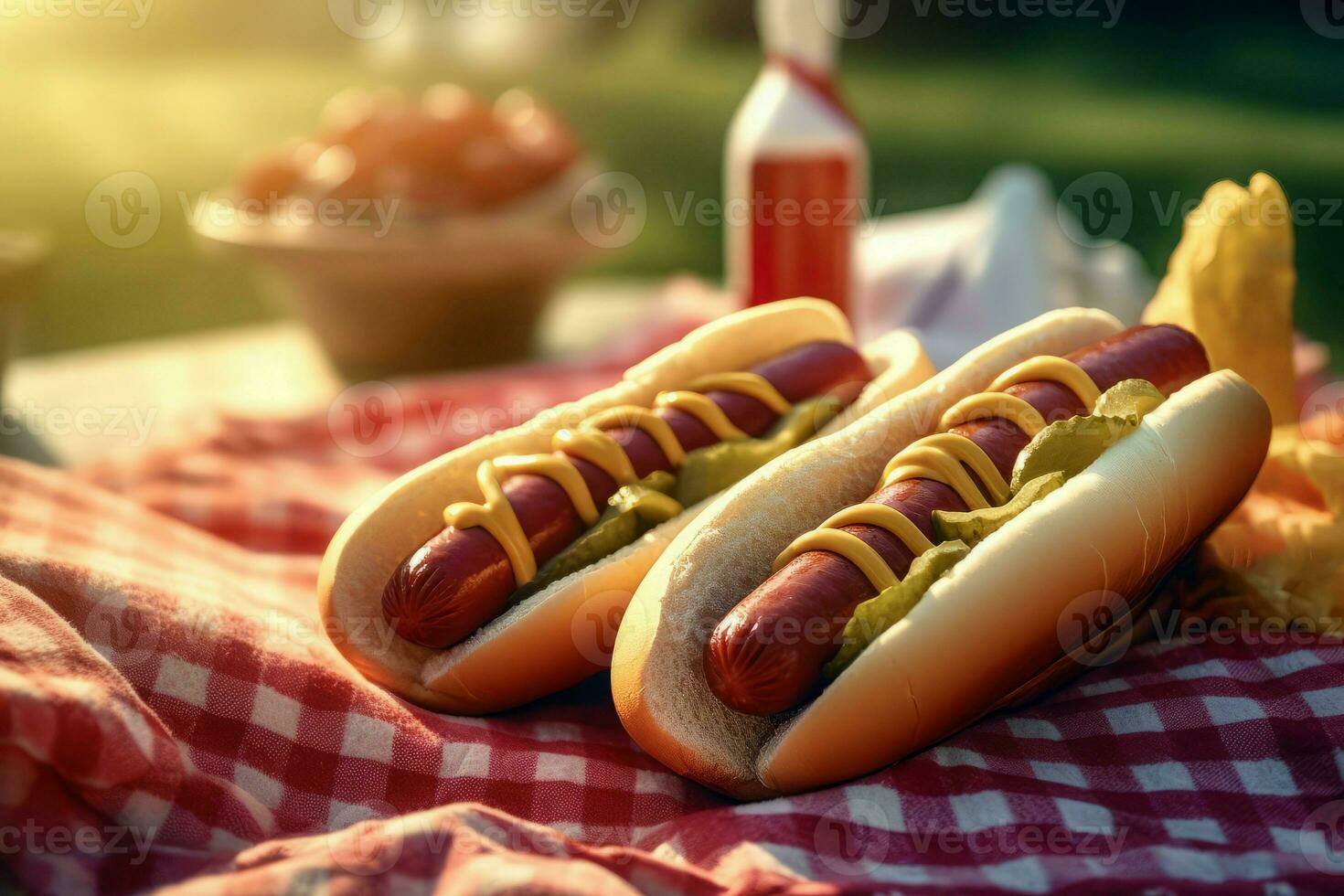 Grilled hotdogs. Generate Ai photo