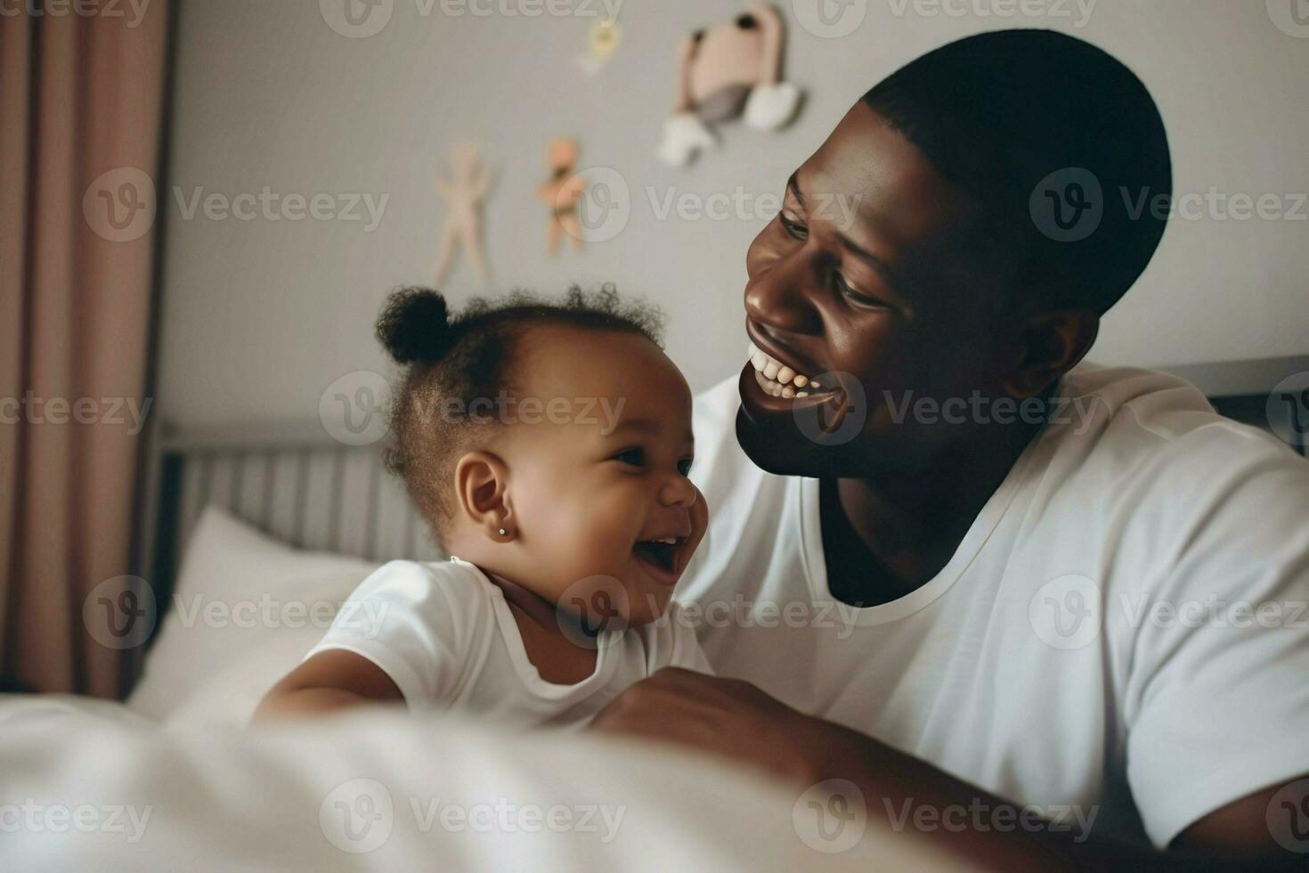 negro papá participación niño. generar ai foto