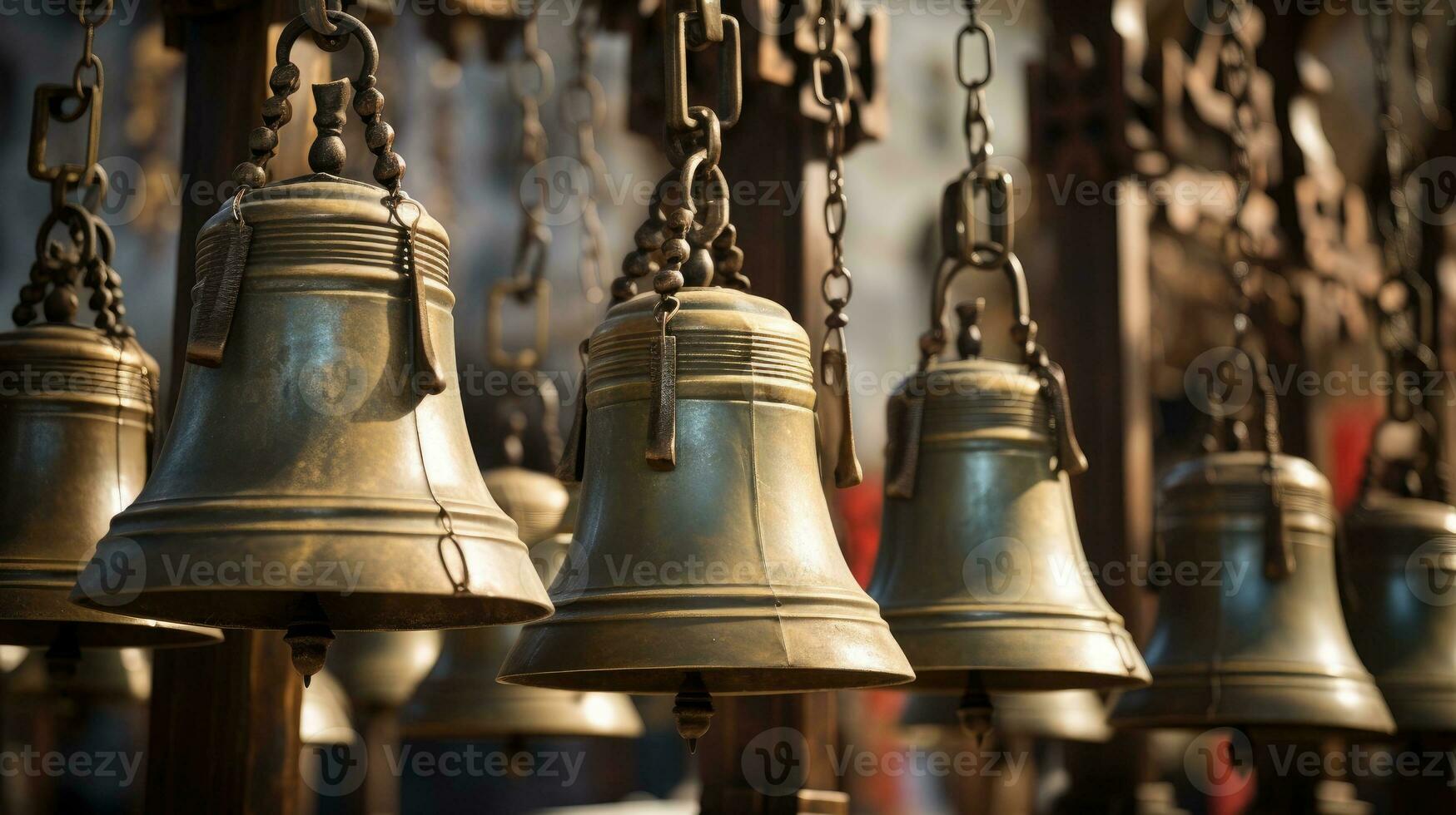 Old retro copper bells photo