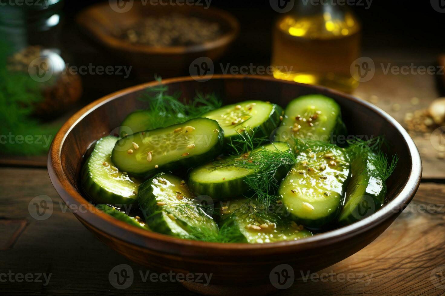 Homemade fermented pickled cucumbers in a plate. photo