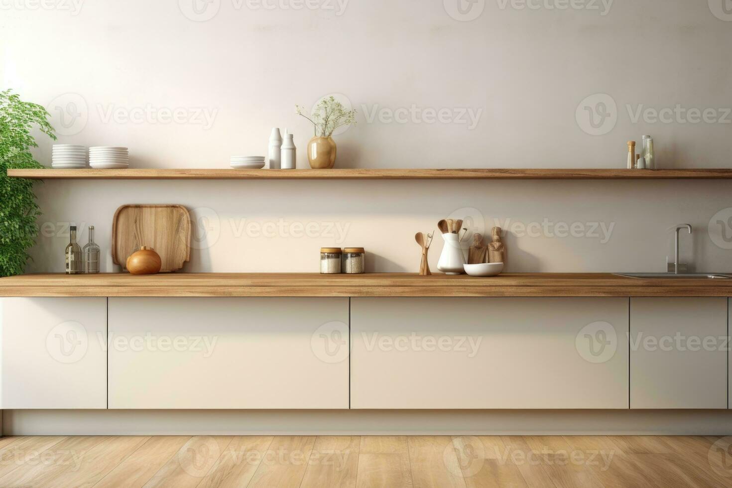 minimalista interior con moderno cocina mueble. foto