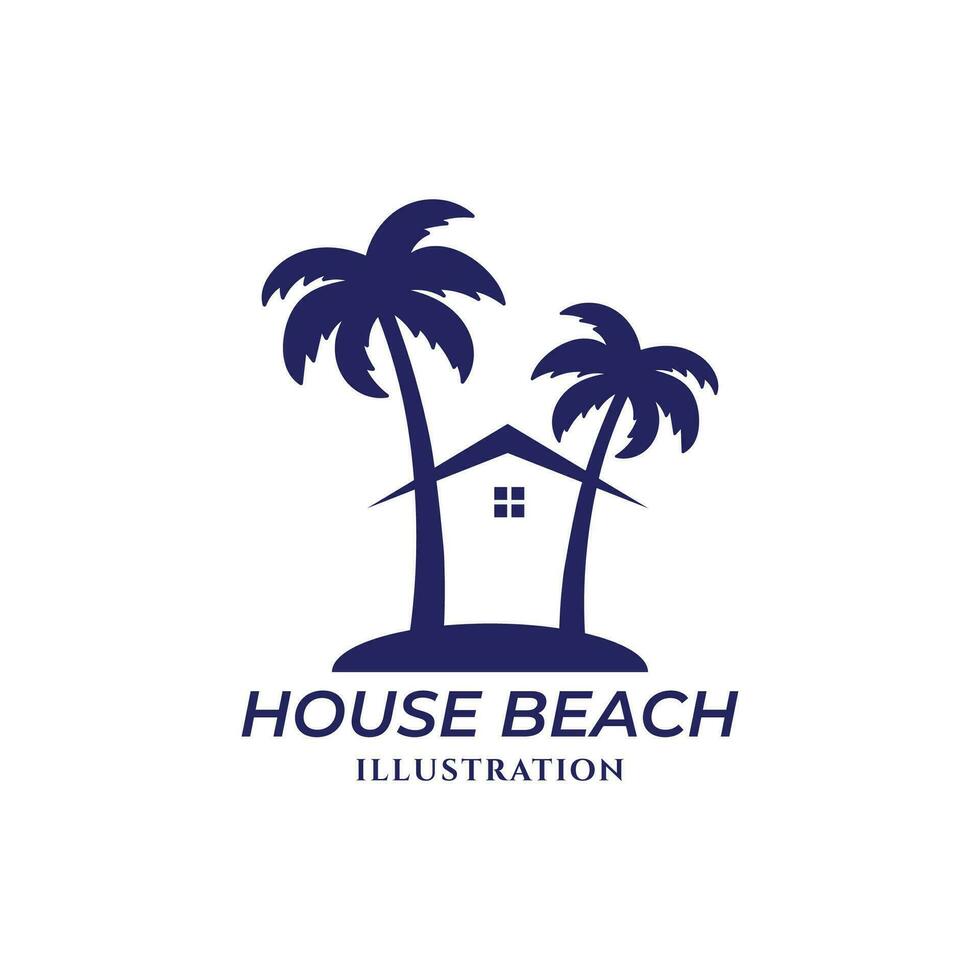 sencillo Coco palma playa hogar casa para viaje ilustración vector