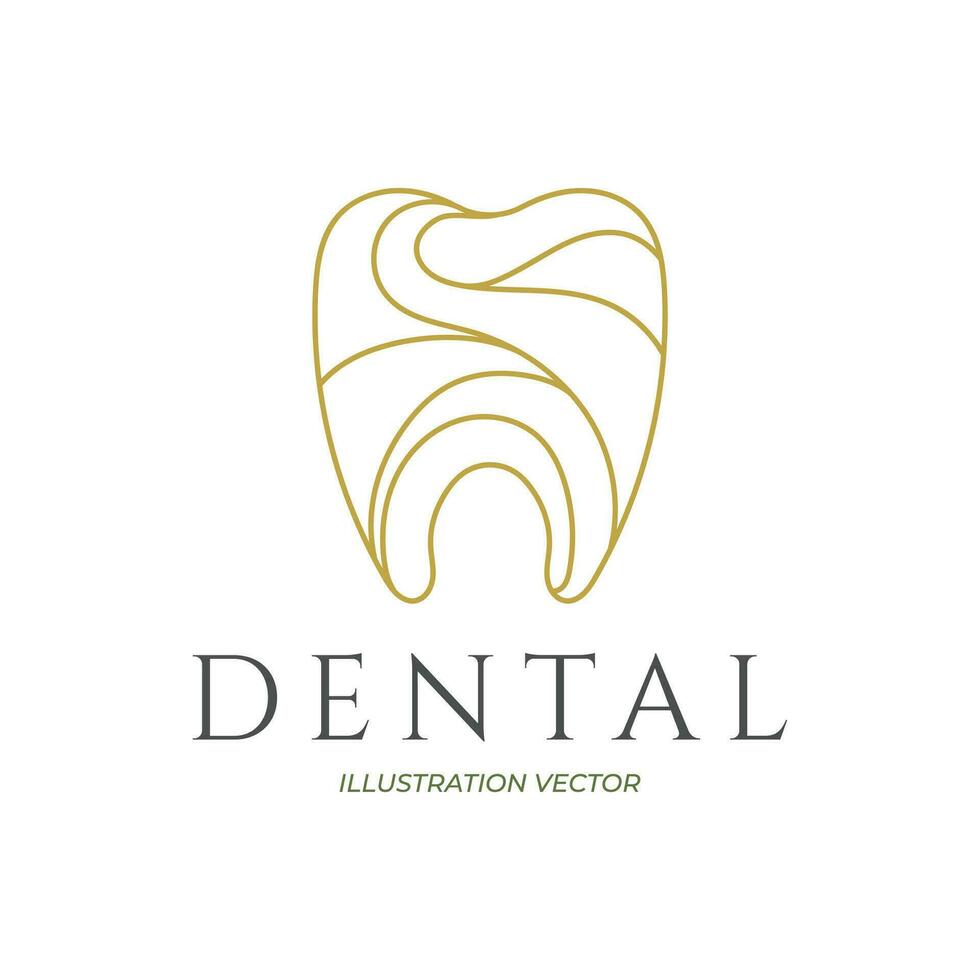 Dent Tooth Line Outline Style for Dental Icon Illustration Symbol vector