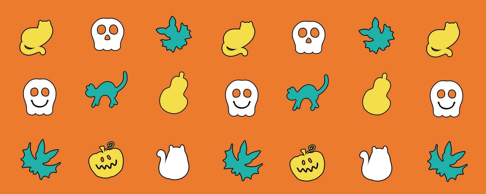 Funny scary halloween doodle cup pattern. Perfect for mug, poster, banner and card. vector