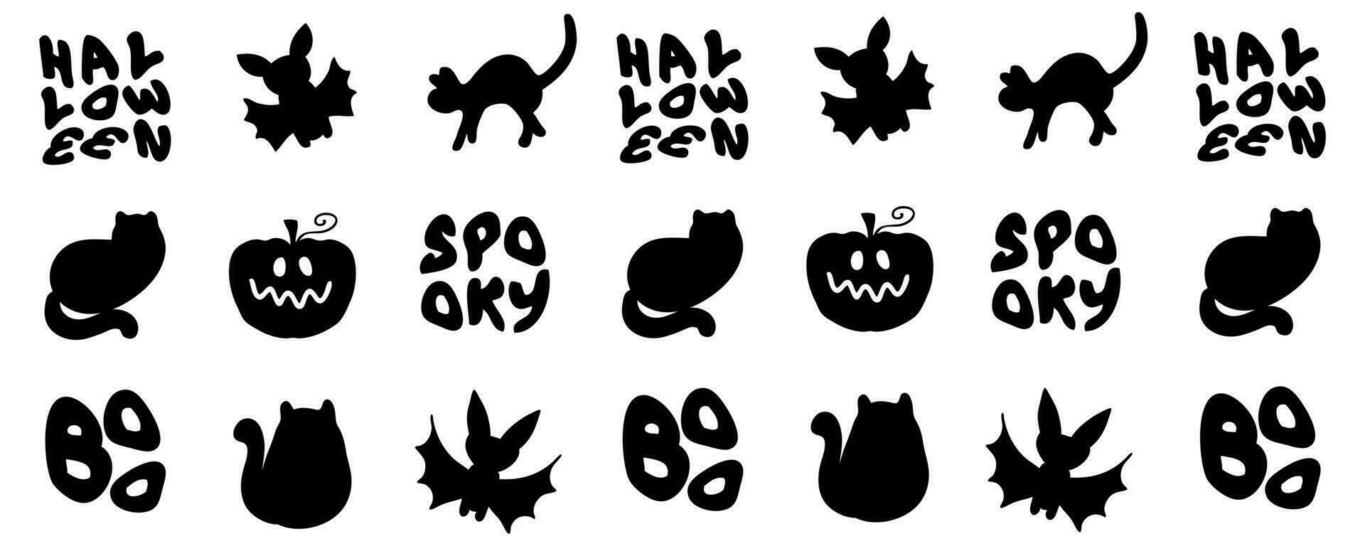 Funny scary monochrome halloween cup pattern. Monochrome print for mug, poster, banner and card. vector