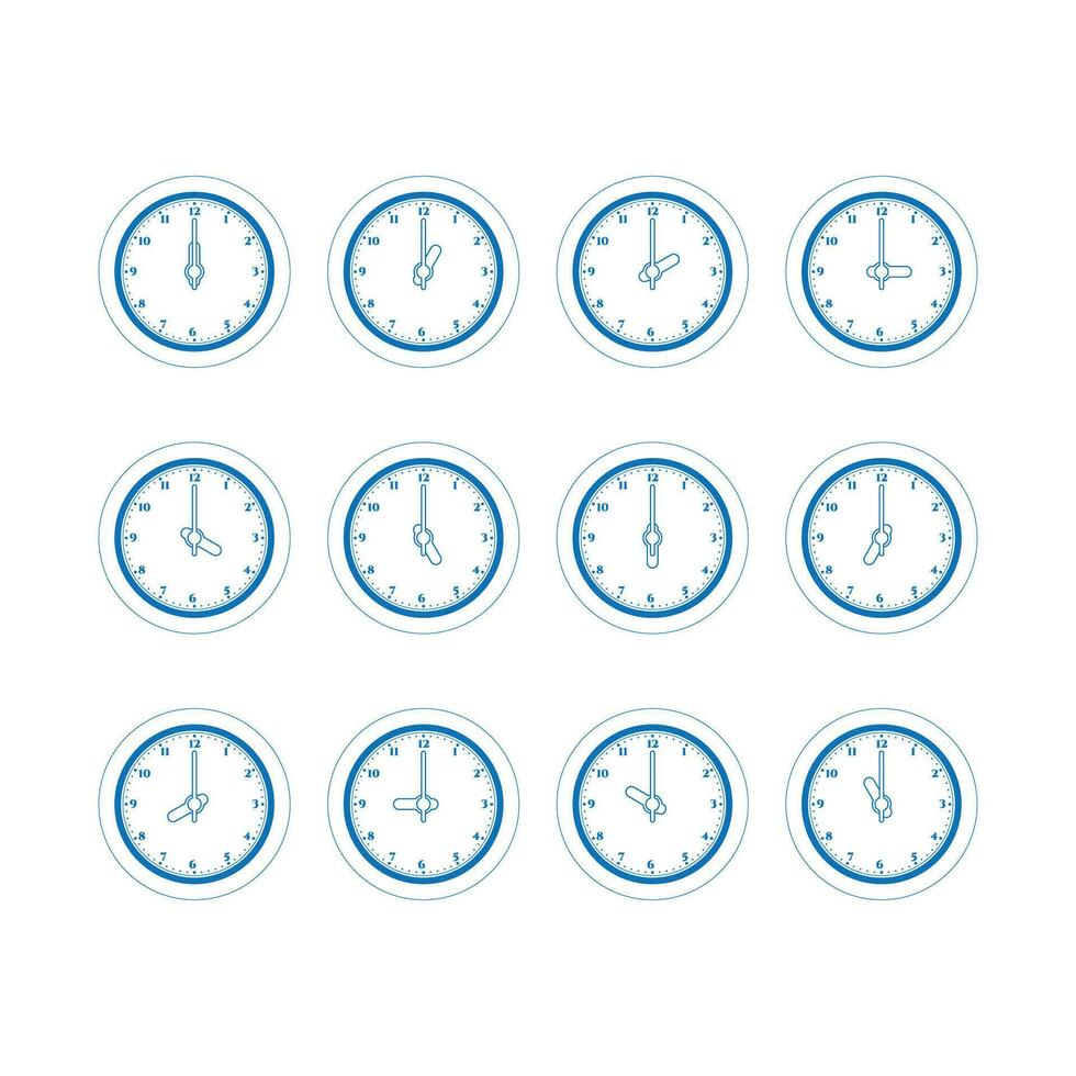 Set of Isolated Wall Clock Icon Illustration vector