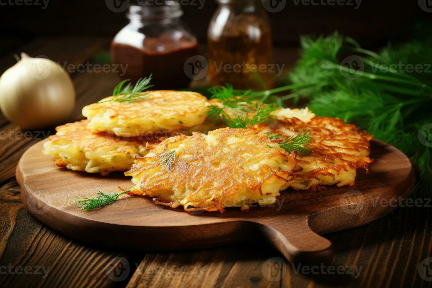 vegetal panqueques con hierba inmersión foto