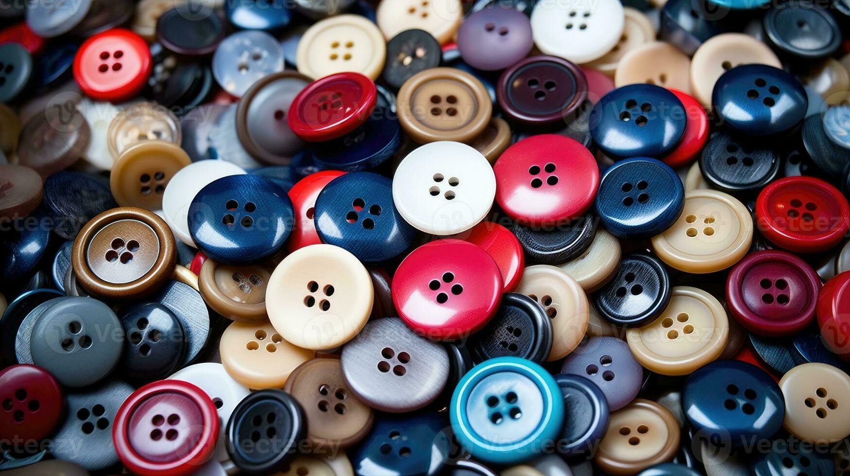 Collection of different multi colored buttons. photo