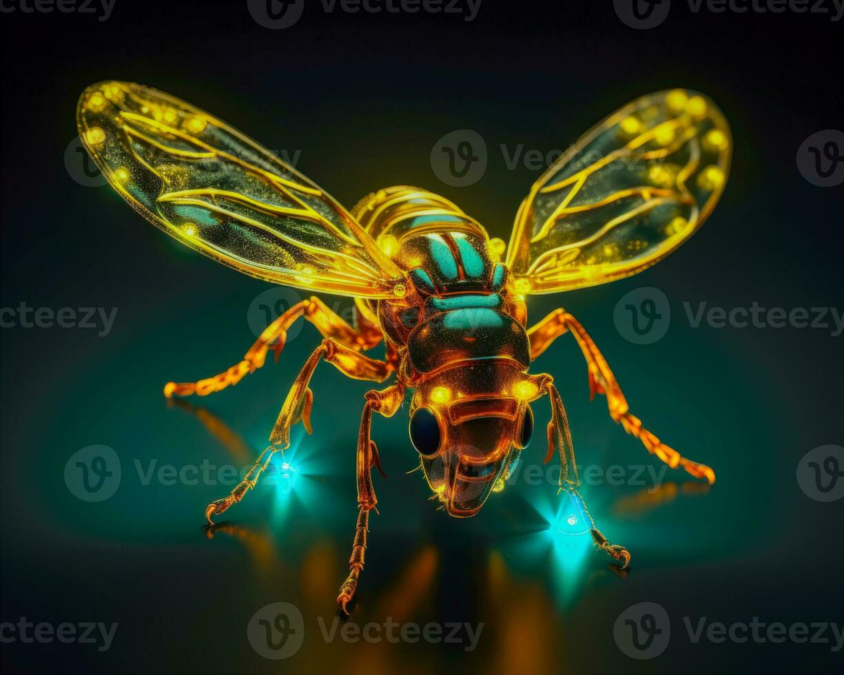 A Mystical and Enchanting Firefly with a Blue Light AI Generative photo